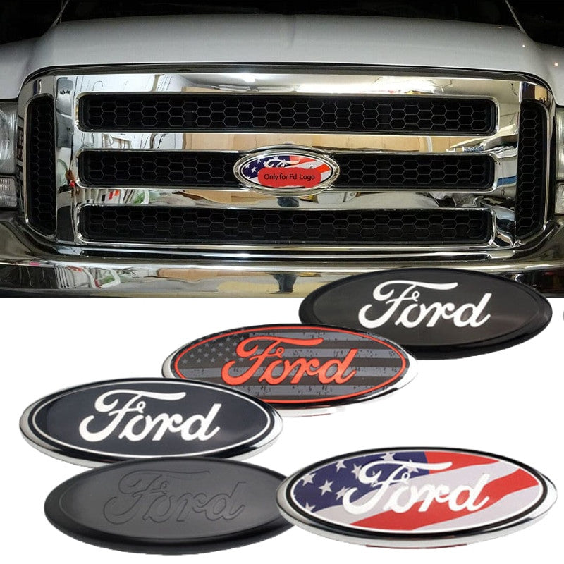 DIY Front Grille/Rear Trunk Oval Emblem 7/9 inch Fit For F150 F250 F350 Explorer - larahd