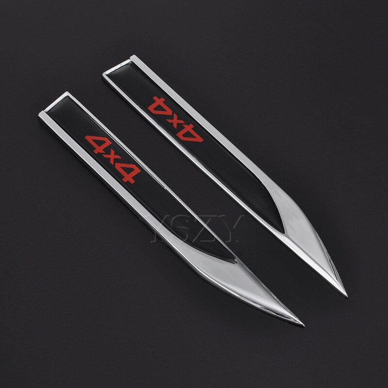 2pcs Sticker Side Wing Badge Emblem Decal for BMW Audi A3A4 Turbo 4X4 4WD Sports - larahd