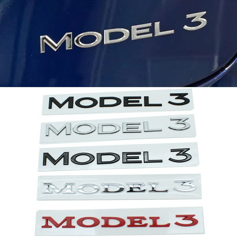 3D Letters Rear Back Trunk Logo ABS Sticker For Tesla Model 3 - larahd