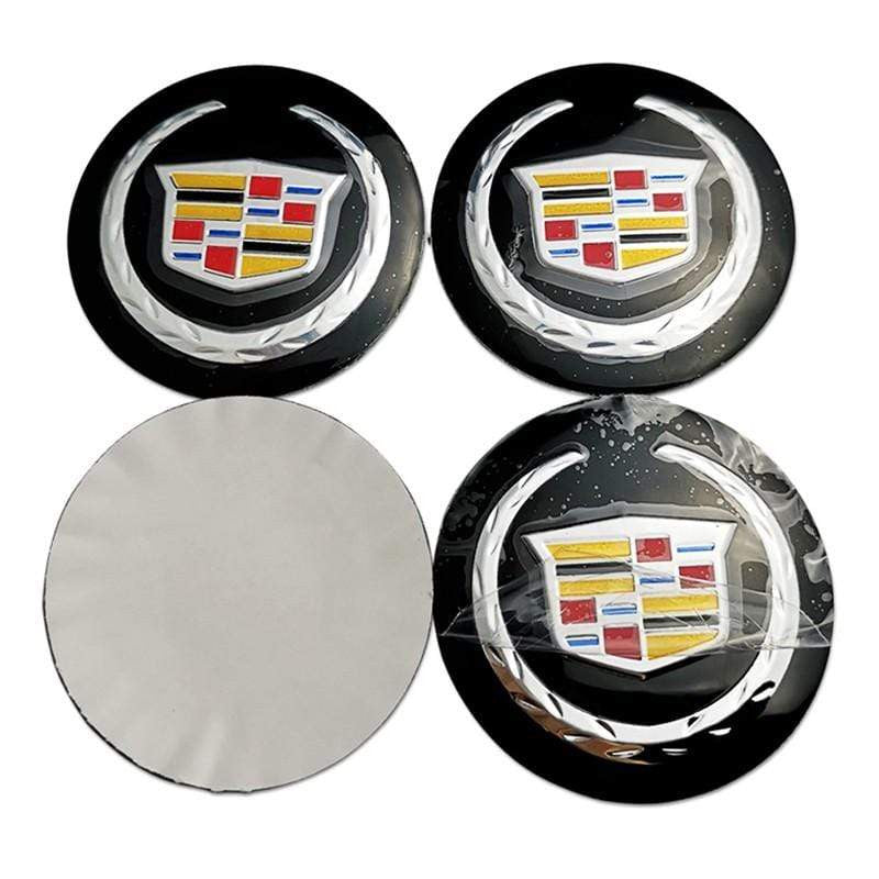 4PCS 56mm Cadillac Route US 66 Car Wheel Center Hub Cap Sticker Auto Tire Emblem Badge Decal