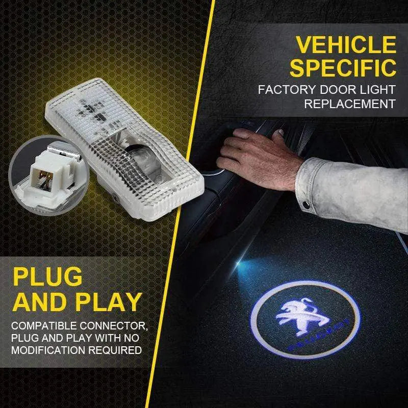 2X Wireless Car Door Welcome Projector Logo Ghost Shadow Laser Light For Peugeot