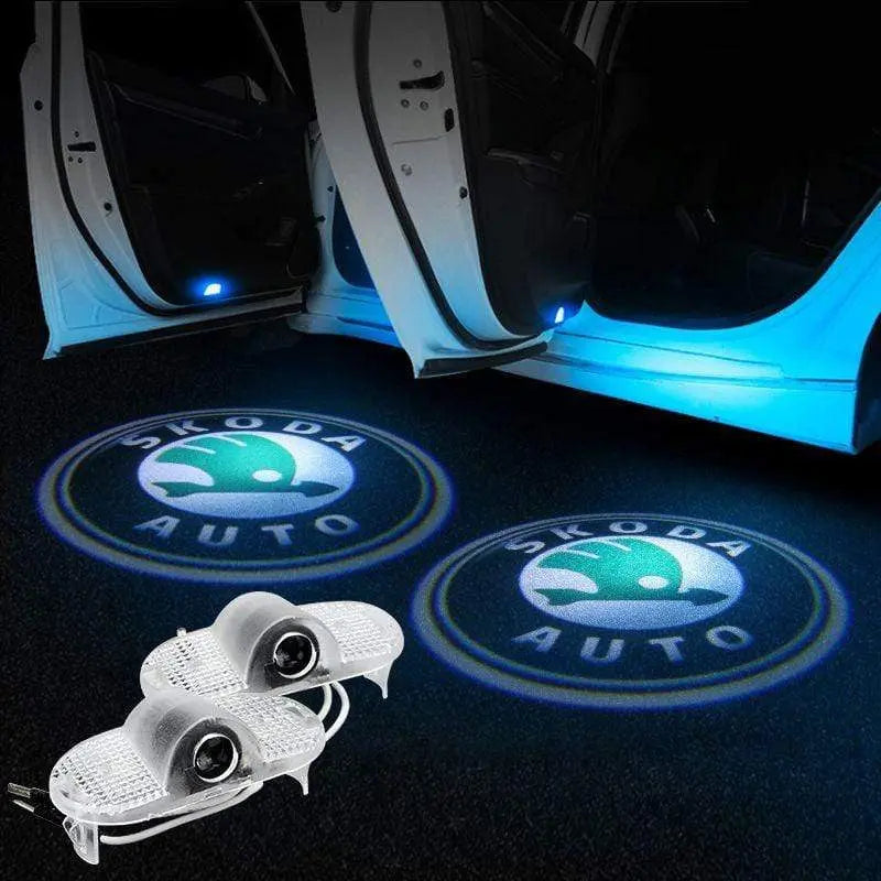 2X LED Car Door Welcome Light HD Logo Courtesy Projector Ghost Laser SKODA - larahd