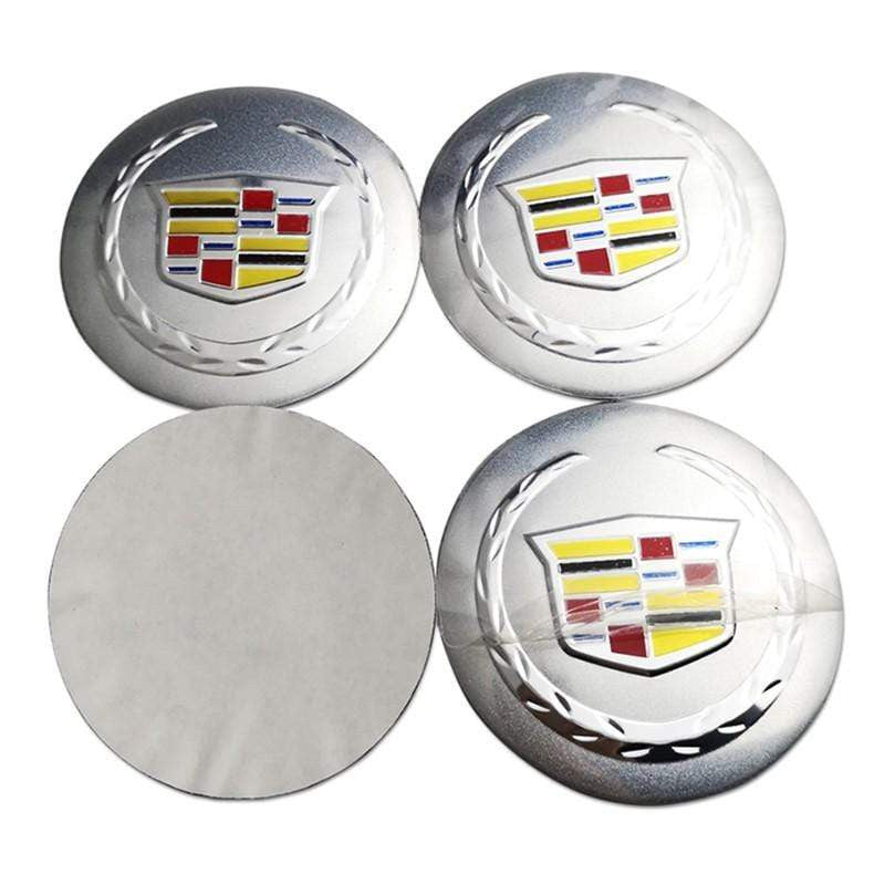 4PCS 56mm Cadillac Route US 66 Car Wheel Center Hub Cap Sticker Auto Tire Emblem Badge Decal