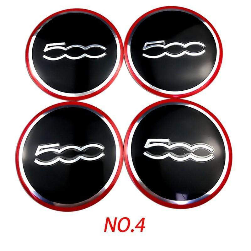 4PCS 56mm Fiat 500 Car Wheel Center Hub Cap Sticker Auto Tire Emblem Badge Decal