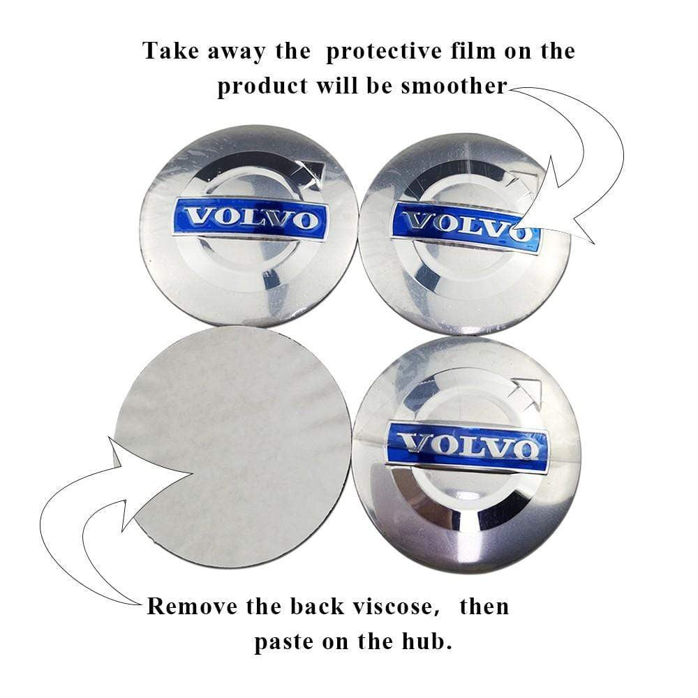 4PCS 56mm Volvo Logo Car Wheel Center Hub Cap Sticker Auto Tire Emblem Badge Decal