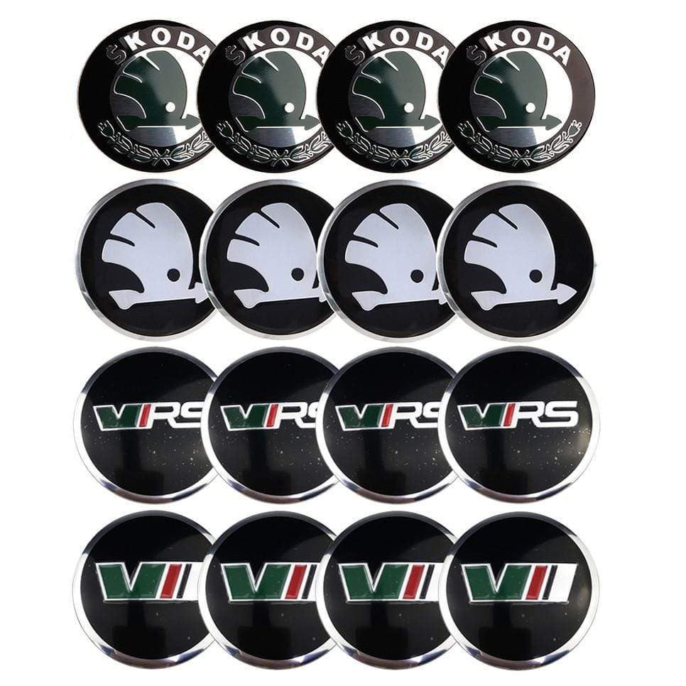 4pcs 56mm Skoda Modified VRS Car Wheel Center Hub Cap Sticker Auto Tire Emblem Badge Decal Accessories - larahd