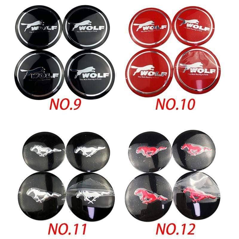 4pcs 56mm Ford Modified Horse Wolf Shelby FOOSE RS ST Car Wheel Center Hub Cap Sticker Emblem Badge Decal-Realmancar