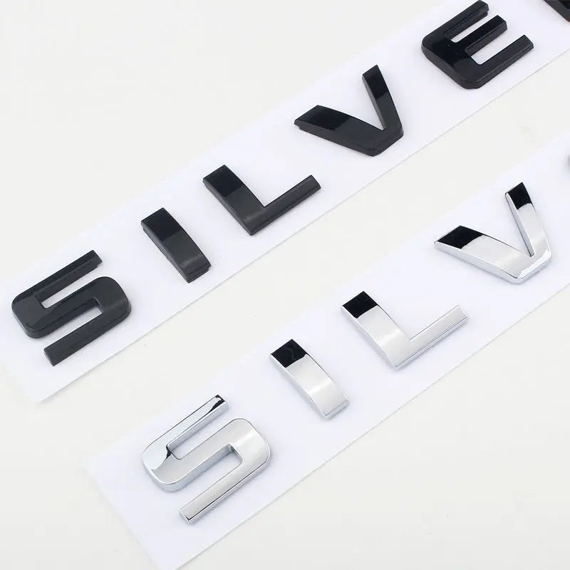 3D Side Fender Trunk Emblem Sticker For Chevrolet SILVERADO Letters Silver Black