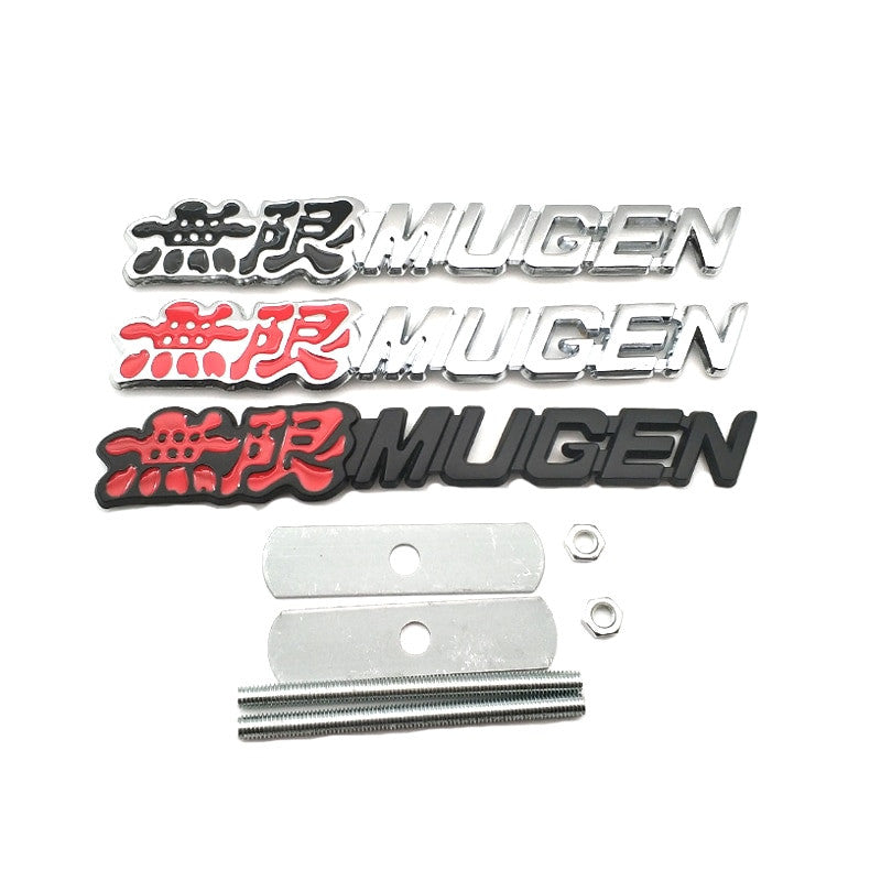 MUGEN Logo Front Grille Emblem Chrome Metal Racing Sport Grill Badge