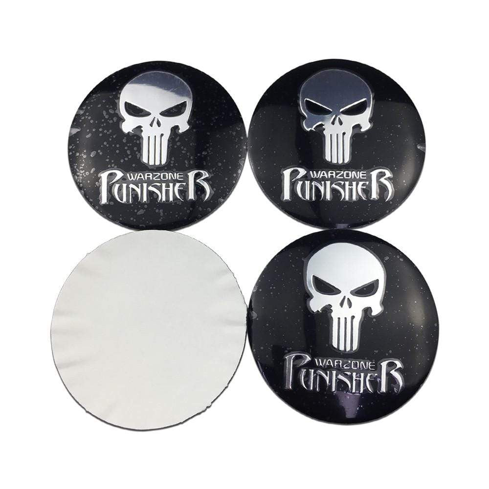 4PCS 56mm Punisher Skull Car Wheel Center Hub Cap Sticker Auto Tire Emblem Badge Decal - larahd