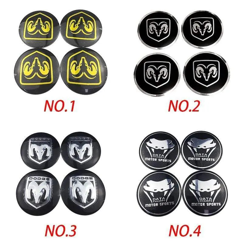 4PCS 56mm Dodge Sheep Viper RT Car Wheel Center Hub Cap Sticker Auto Tire Emblem Badge Decal - larahd