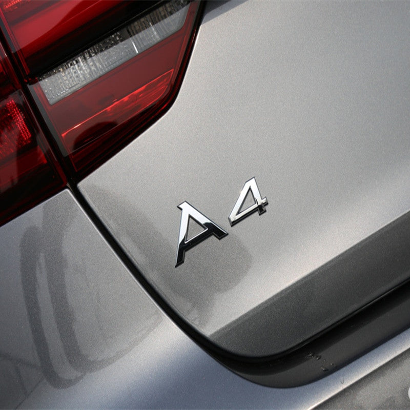 1 Pcs For Audi Black/Silver A 3 4 5 6 7 8 Rear Bumper Trunk Emblem Stickers Badge Decals - larahd