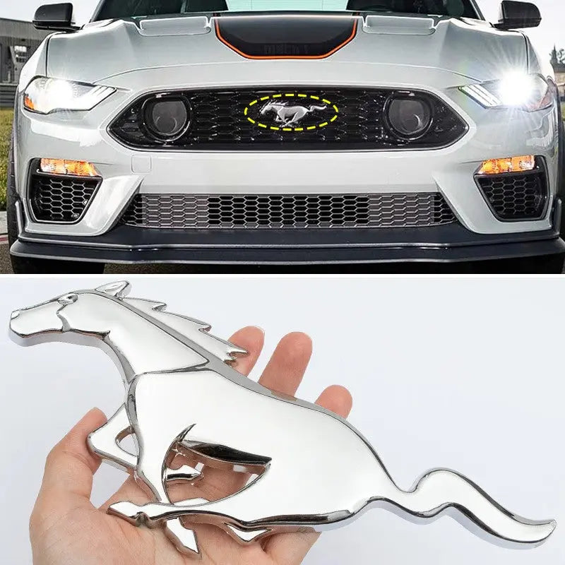 For Mustang 2015-2021 Fastback Mach 1 Shelby Metal Front Grill Horse Emblem - larahd