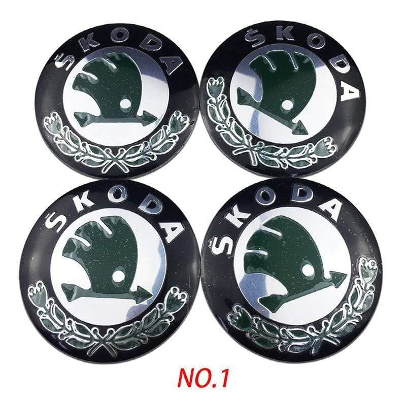 4pcs 56mm Skoda Modified VRS Car Wheel Center Hub Cap Sticker Auto Tire Emblem Badge Decal Accessories - larahd