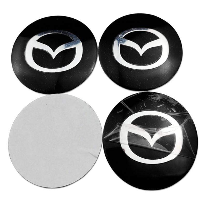 4PCS 56mm MS Mazda Speed Car Wheel Center Hub Cap Sticker Auto Tire Emblem Badge Decal