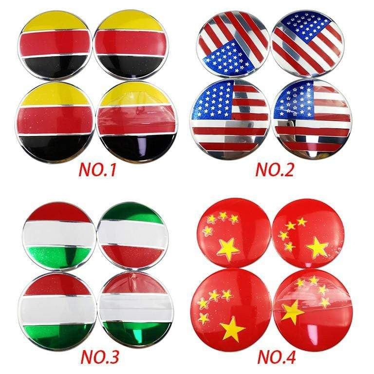 4PCS 56mm Germany America Italy National Flag Car Wheel Center Hub Cap Sticker Auto Tire Emblem Badge Decal-Realmancar