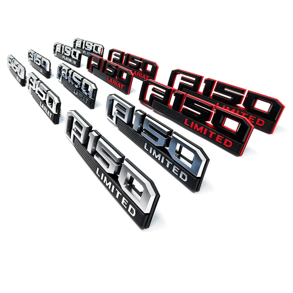 2pcs Ford F150 F150 LARIAT LIMITED PLATINUM XLT Fender Emblems Drivers Side Rear Sticker - larahd