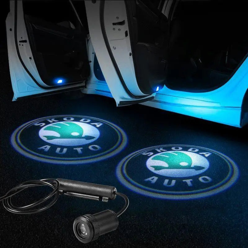 2X LED Car Door Welcome Light HD Logo Courtesy Projector Ghost Laser SKODA