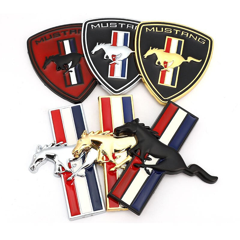 2PCS Left Right 3D Emblem Auto Sticker Running Horse For Ford Mustang - larahd