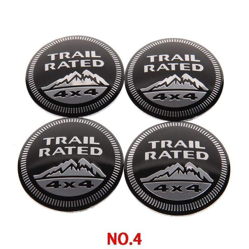 4pcs 56mm Jeep TRAIL RATED 4X4 Snow Mountain Car Wheel Center Hub Cap Sticker Auto Tire Emblem Badge Decal