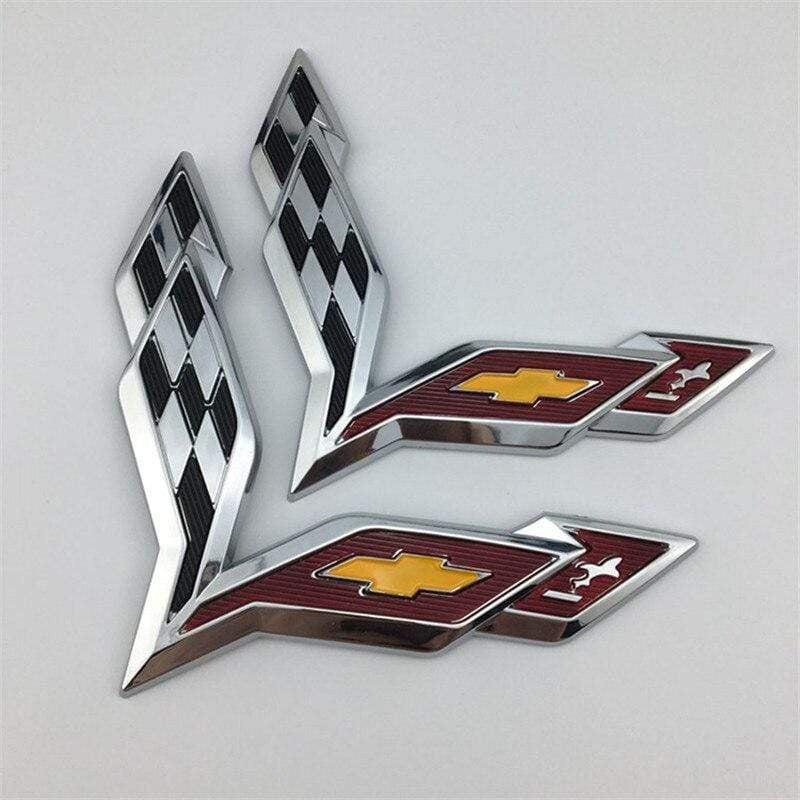 2 Pcs 3D Car Styling For Chevrolet Corvette Aveo Cruze Malibu Captiva Trax Niva Captiva Front Emblem Sticker Rear Trunk Badge Decal