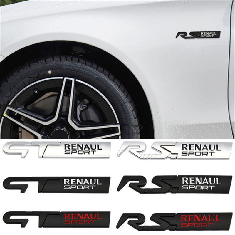 Metal GT Renaul Sport Badge rear Emblem tail sticker For Peugeot Kia - larahd