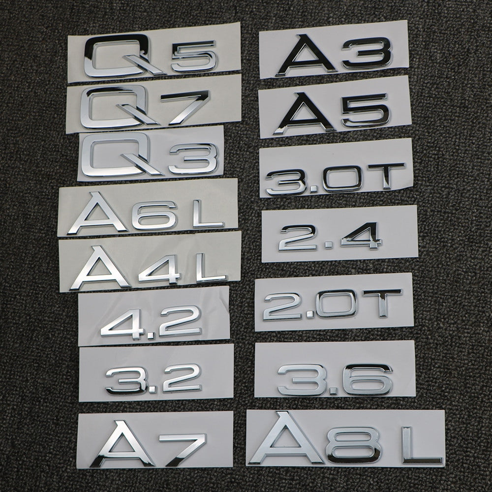 For Audi A3 A4 A5 A6 A7 A8 Q3 Q5 Q7 3.2 3.0T 2.0T 4.2 2.4 3.6 Rear Emblem Badge Sticker - larahd