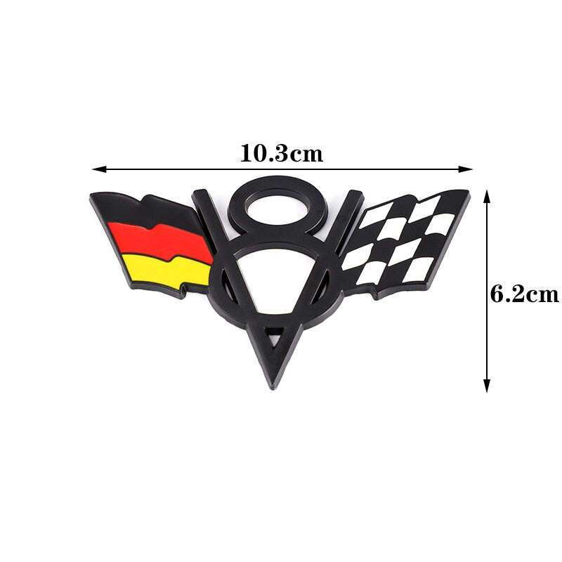 3D Metal V8 USA UK Germany France Italy Flag Sticker Emblem Badge for Fiat Ford Lada Audi Opel Skoda - larahd