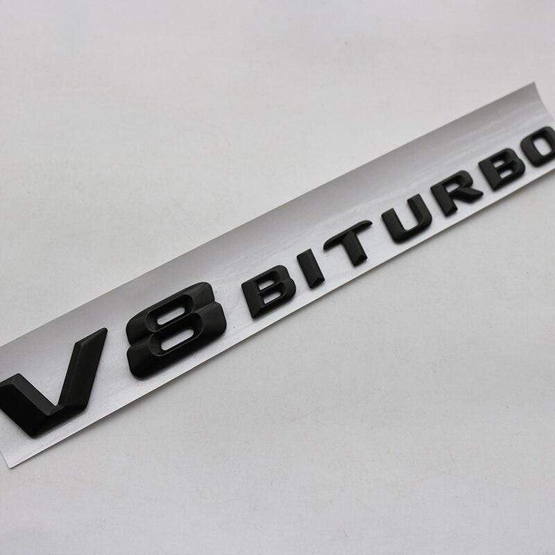 3D Font Letters Emblem Badge for Mercedes Benz AMG C63 E300L V8 V12 BITURBO Fender Supercharge Turbo Sticker - larahd