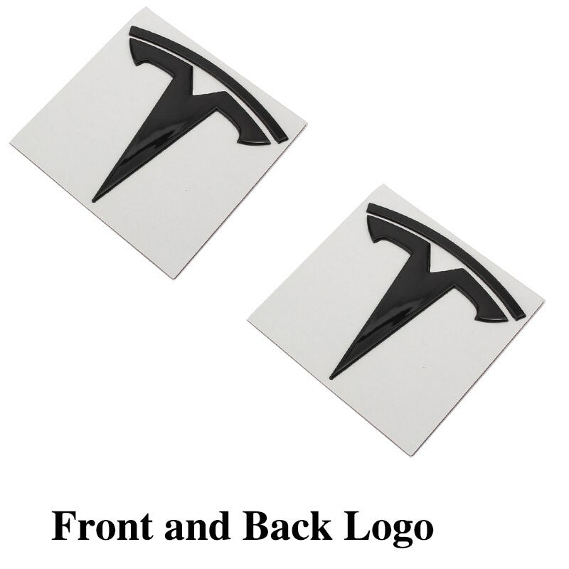 Metal Alloy Front Hood & Rear Tesla Emblem T Logo Badge For Tesla Model 3