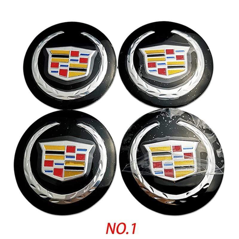 4PCS 56mm Cadillac Route US 66 Car Wheel Center Hub Cap Sticker Auto Tire Emblem Badge Decal-Realmancar