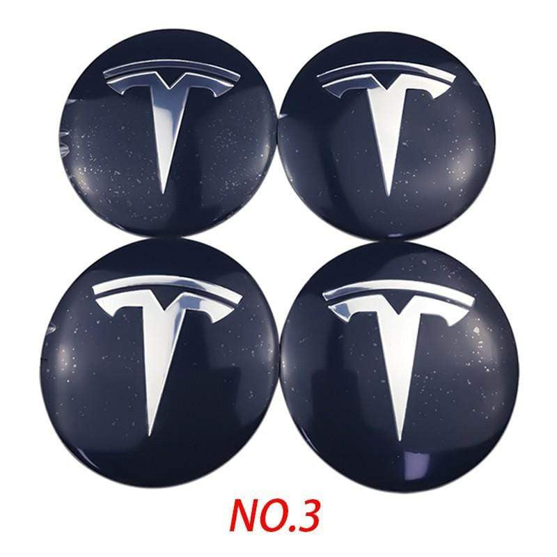 4PCS 56mm Tesla Logo Car Wheel Center Hub Cap Sticker Auto Tire Emblem Badge Decal