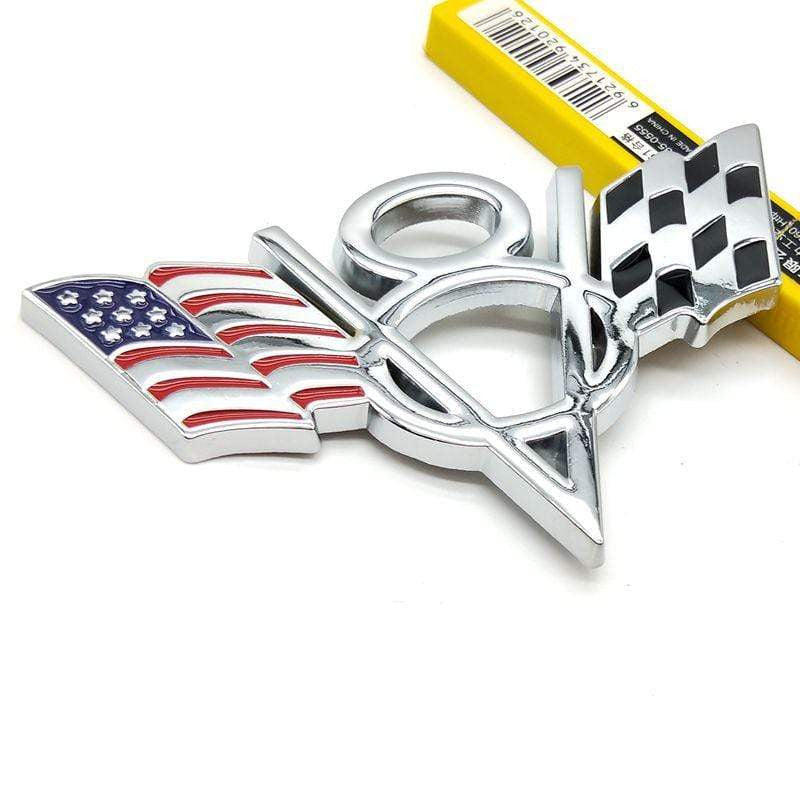 3D Metal V8 USA Germany UK Flag Car Sticker Emblem Badge for Chevrolet Lacetti Aveo Cobalt Cruze Malibu Trax Camaro Car Styling