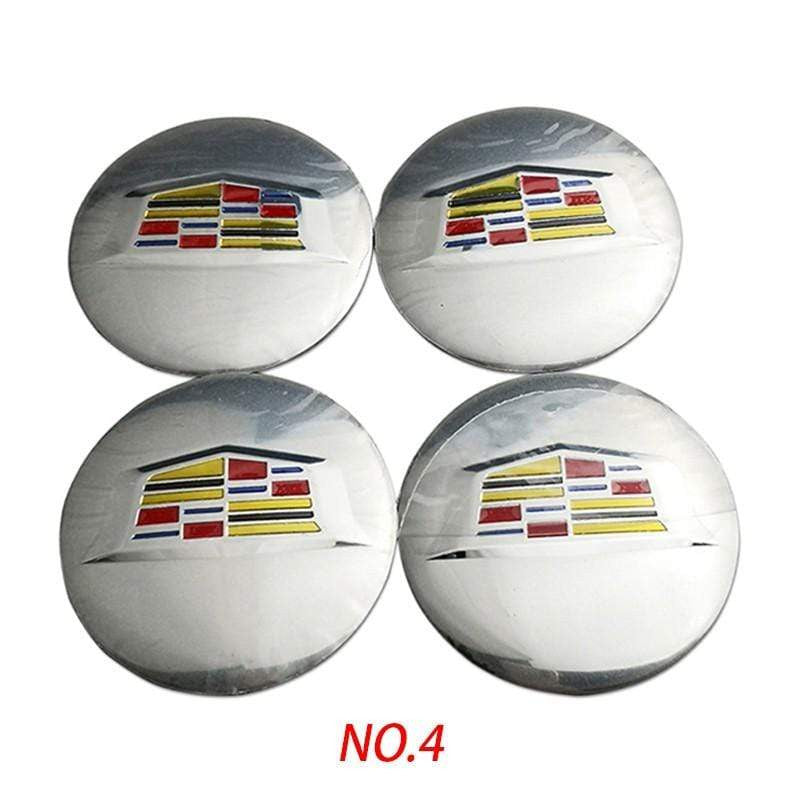 4PCS 56mm Cadillac Route US 66 Car Wheel Center Hub Cap Sticker Auto Tire Emblem Badge Decal-Realmancar