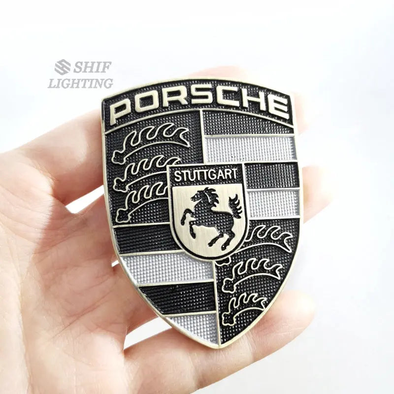 Metal PORSCHE HORSE Logo Front Hood Emblem Badge Decal Sticker Replacement - larahd