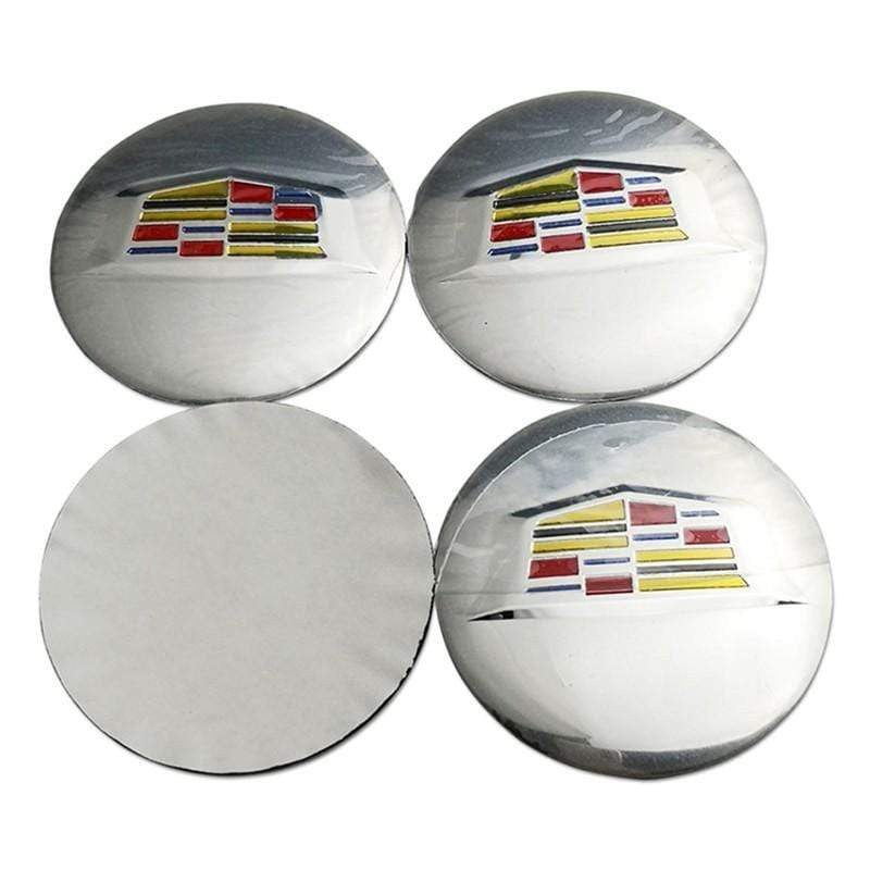 4PCS 56mm Cadillac Route US 66 Car Wheel Center Hub Cap Sticker Auto Tire Emblem Badge Decal