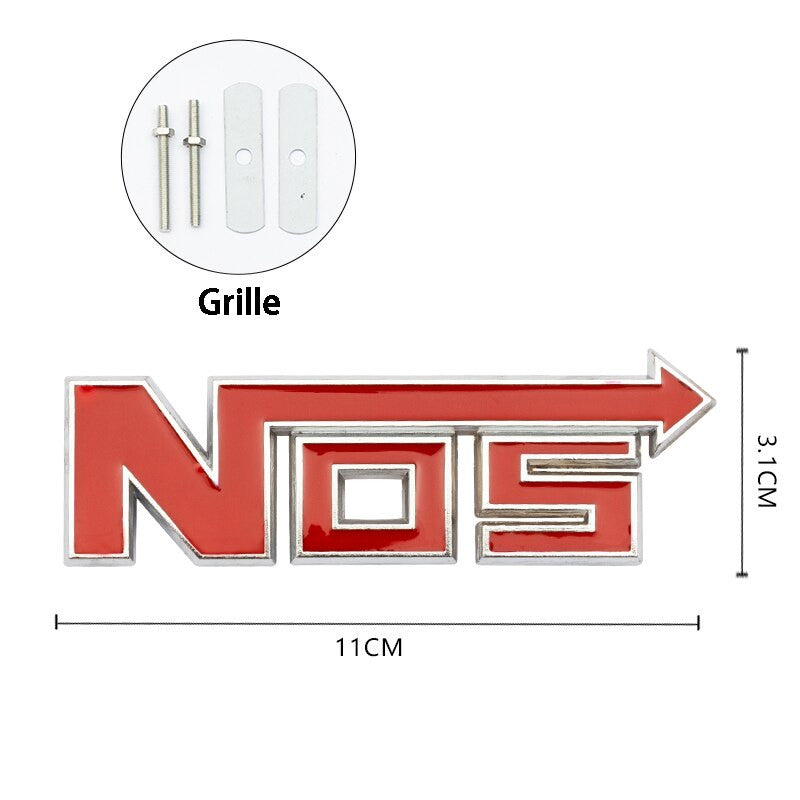 Metal NOS Nitrous Oxide Systems Vintage Car Grill Emblem Badge Decal Sticker