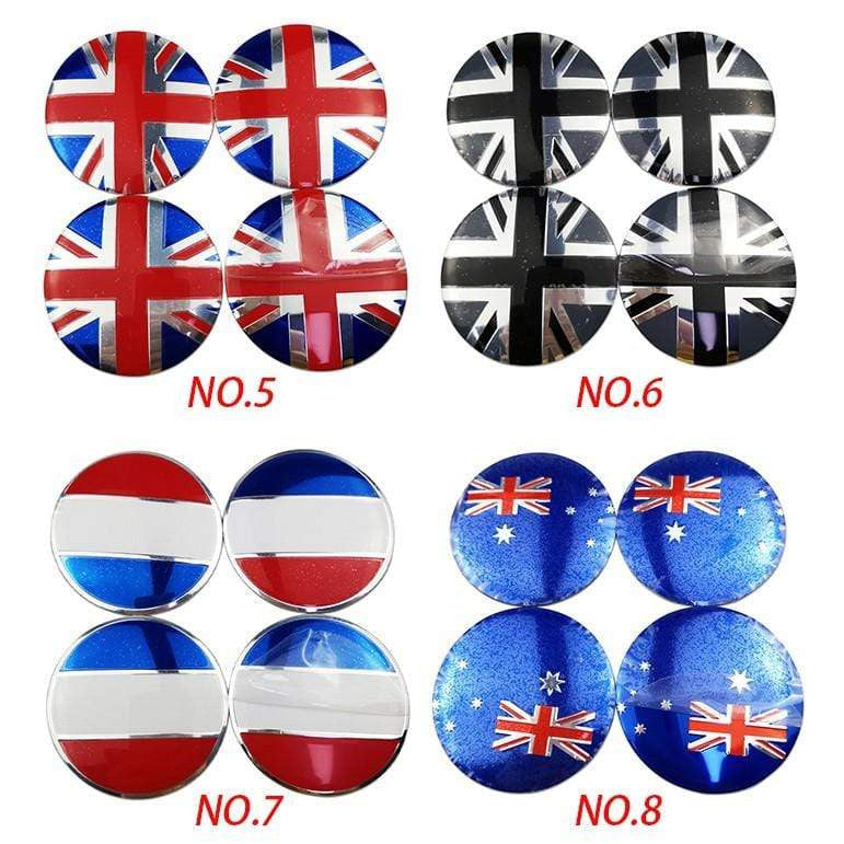 4PCS 56mm Germany America Italy National Flag Car Wheel Center Hub Cap Sticker Auto Tire Emblem Badge Decal-Realmancar