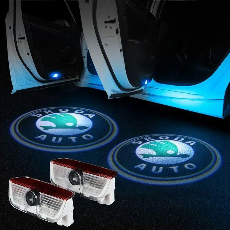 2X LED Car Door Welcome Light HD Logo Courtesy Projector Ghost Laser SKODA - larahd