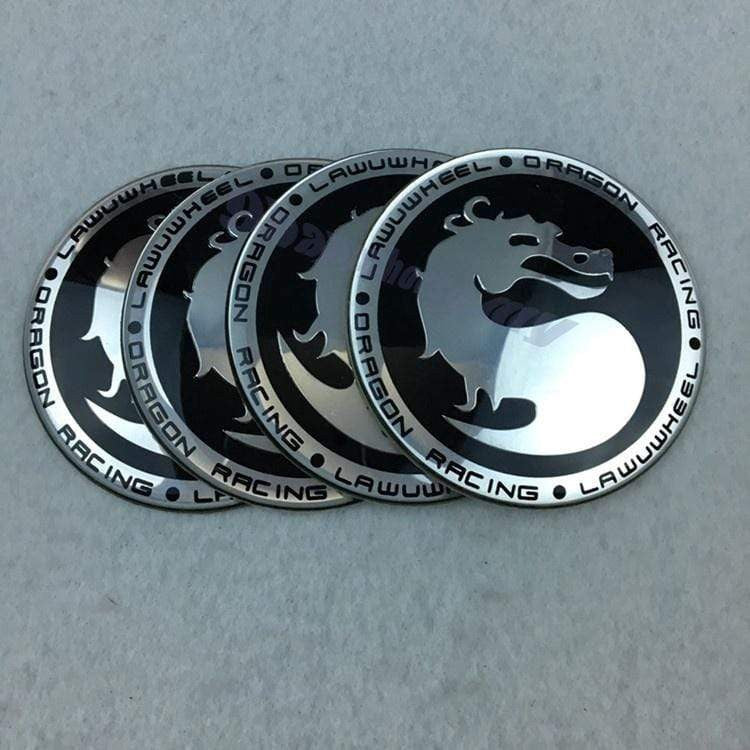 4pcs 56mm Dragon Racing Logo Car Wheel Center Hub Cap Stickers Aluminum Alloy Badge Emblem Decals