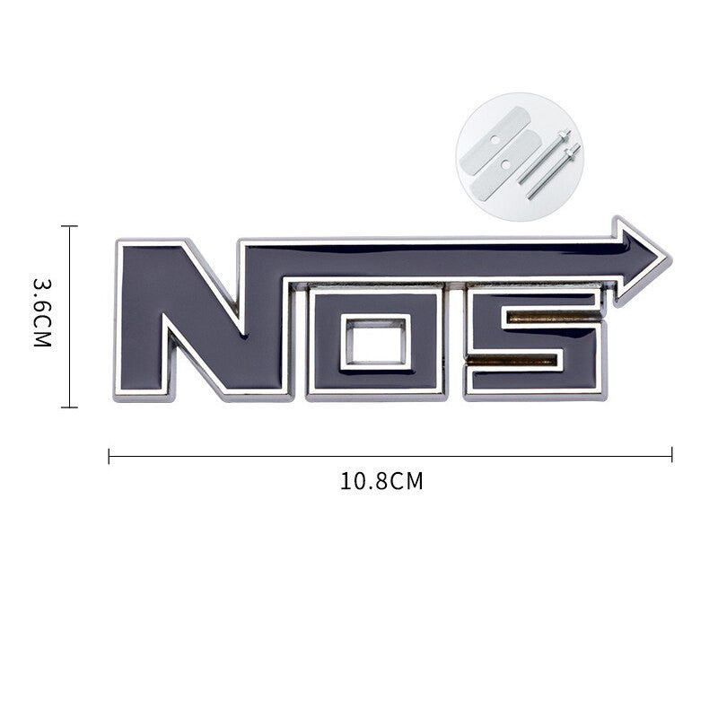 Metal NOS Nitrous Oxide Systems Vintage Car Grill Emblem Badge Decal Sticker - larahd