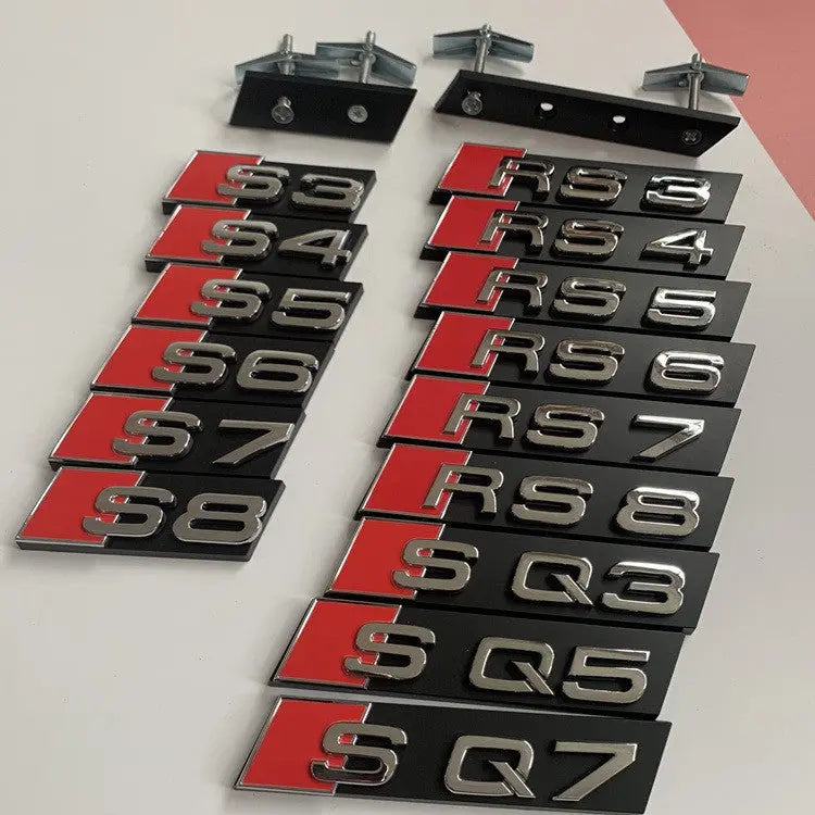 Audi S3 S4 S5 RS3 RS4 RS5 RS6 Front Grill Emblem Hood Grille Badge Nameplate - larahd