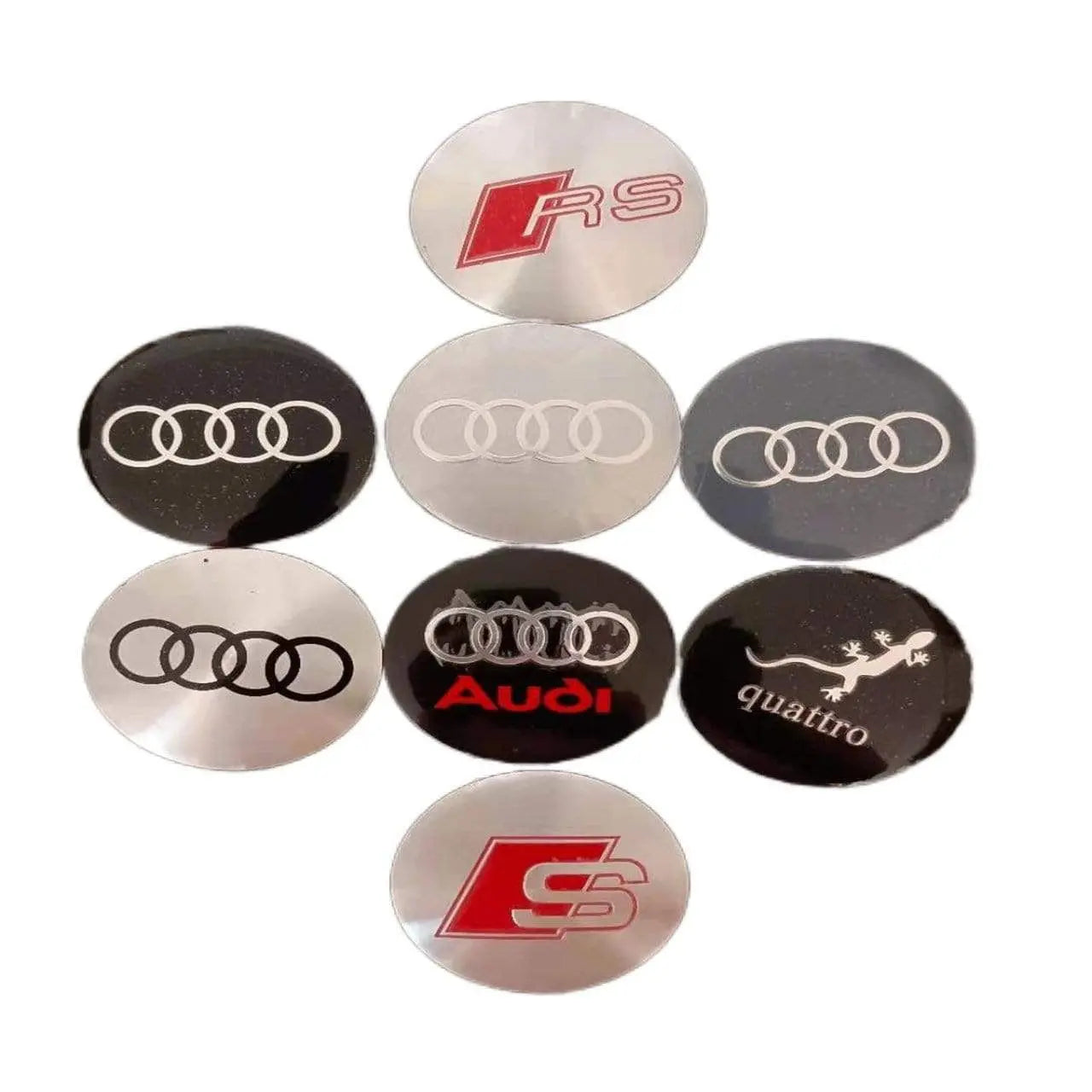 4pcs 56mm Audi RS Sline Quattro a3 a4 a5 a6 tt a4l q3 q5 q7 Car Wheel Center Hub Cap Sticker Emblem Badge Decal - larahd