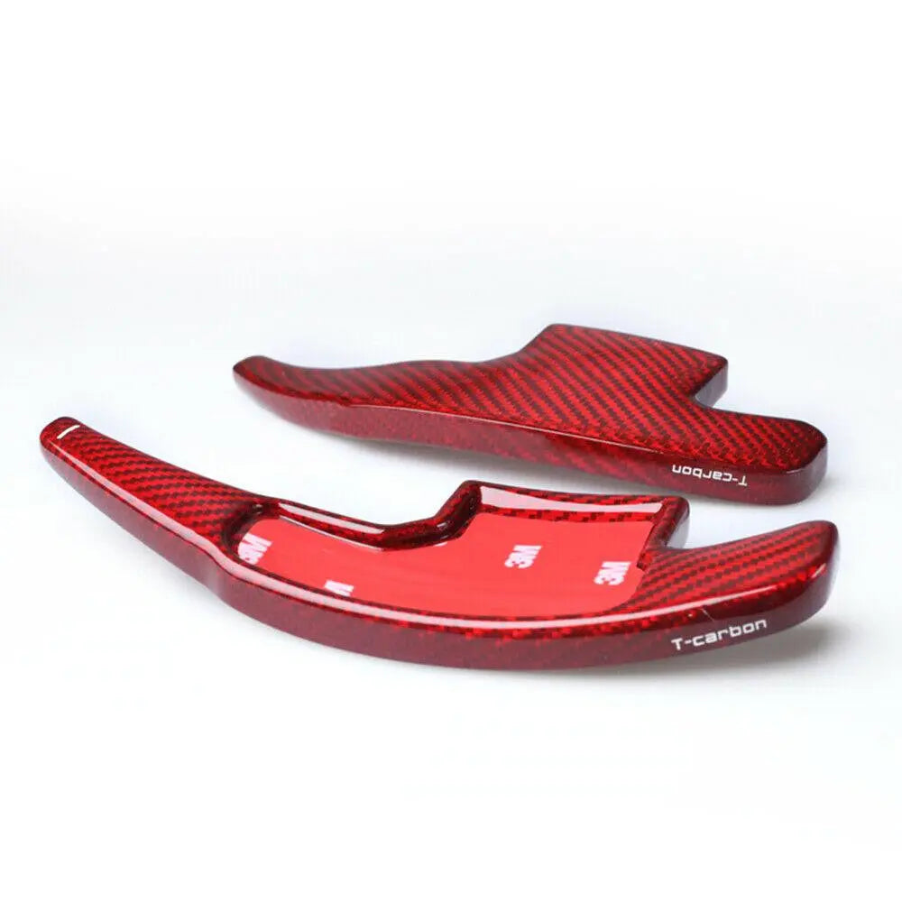 Real Carbon Fiber Steering Wheel Shift Paddle Extension Red For Mustang 2015+