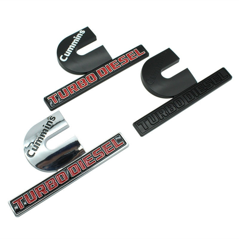 2PCS Metal Cummins Turbo Diesel Fender Emblems Badges Sticker For MOPAR Dodge RAM 3500 2500 - larahd