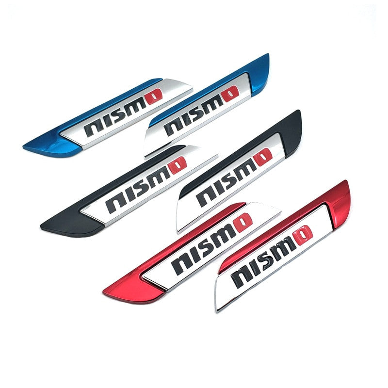 2pcs 3D Metal Badge Chrome Car Door NISMO Emblem Side Fender GTR Sport - larahd