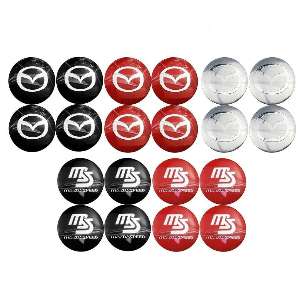 4PCS 56mm MS Mazda Speed Car Wheel Center Hub Cap Sticker Auto Tire Emblem Badge Decal-Realmancar