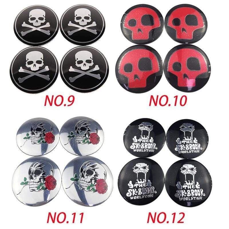 4PCS 56mm Punisher Skull Car Wheel Center Hub Cap Sticker Auto Tire Emblem Badge Decal - larahd