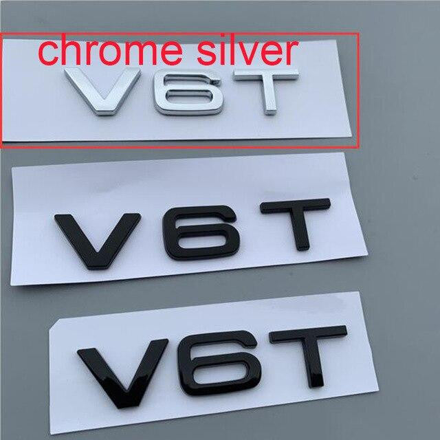 2Pcs V6T V8T V10 W12 Emblem for Audi A4L A5 A6L A7 A8L TT RS7 SQ5 Car Styling Fender Side Rear Trunk Badge Sticker - larahd