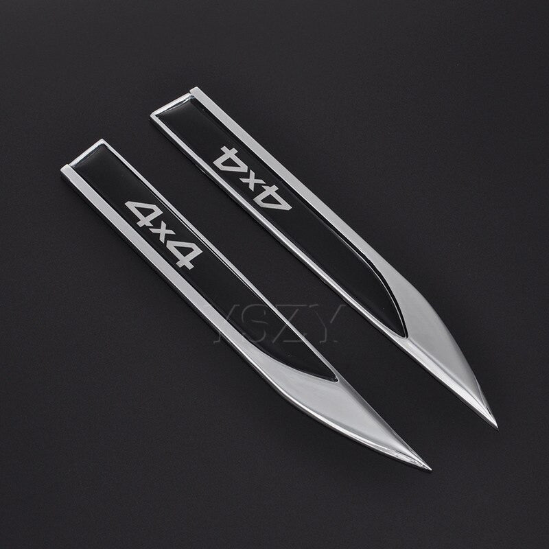 2pcs Sticker Side Wing Badge Emblem Decal for BMW Audi A3A4 Turbo 4X4 4WD Sports - larahd